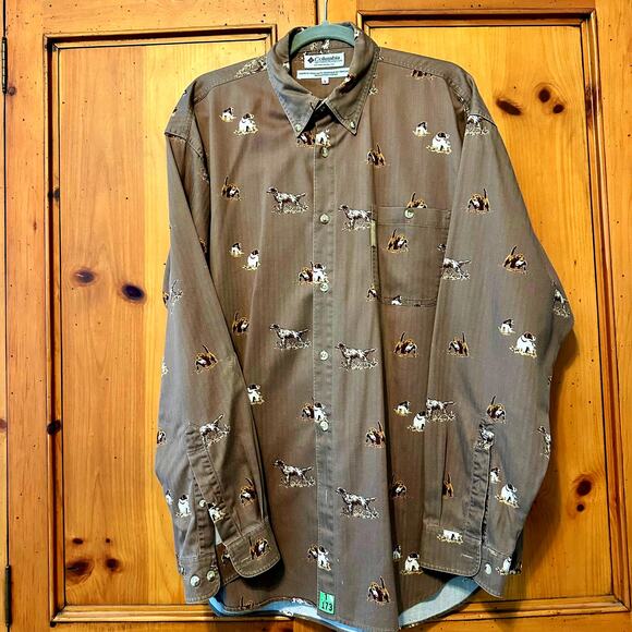 Men's Columbia Long Sleeve Button Down Hunting Dogs Size Large EUC - Picture 5 of 6